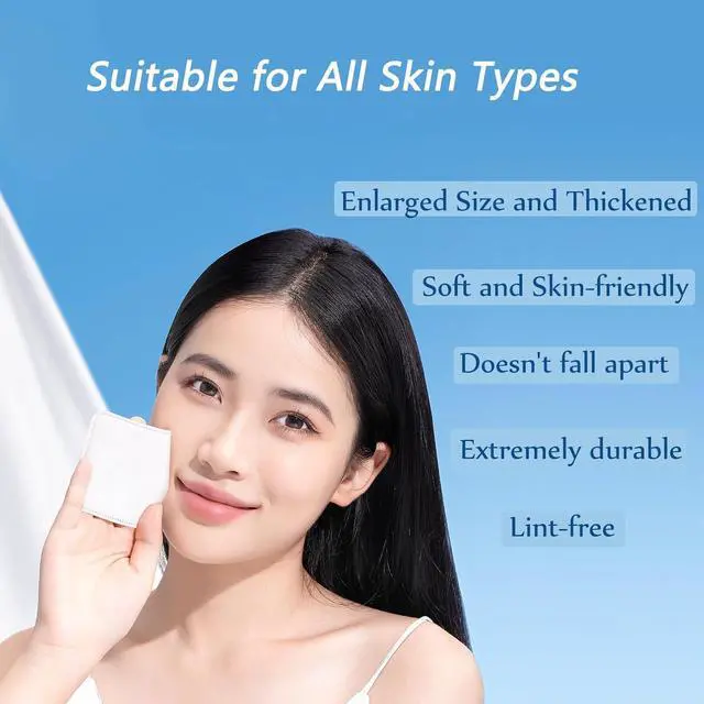 Alt view image 7 of 7 - Square Cotton Pads 150 Counts Lager Size 100% Cotton Makeup Remove Pads Not to Shed or Fall Apart Face Cotton Pads Triple-Layer Design for Daily Skin Care,Lint-Free,7X7.5CM