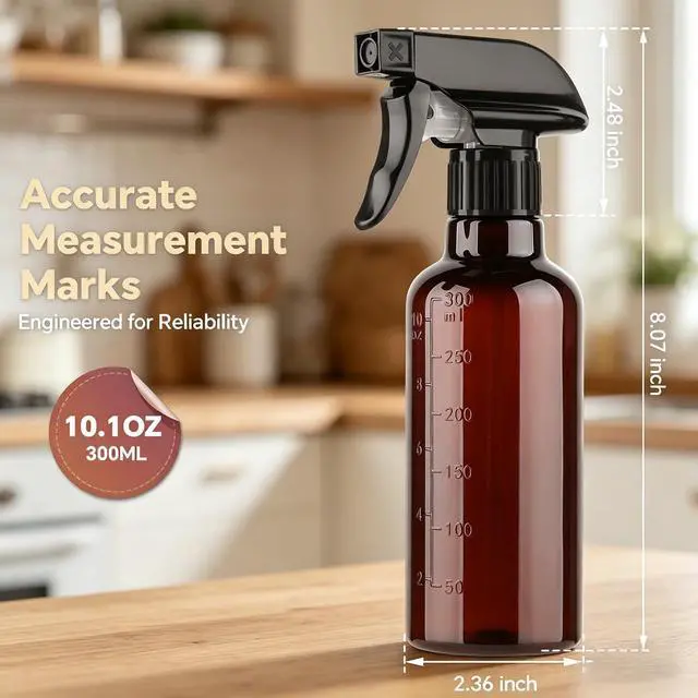 Alt view image 3 of 6 - Plastic Spray Bottles (2 Pack 10 oz), Leakproof Adjustable Fine Mist & Jet Stream Nozzle, Premium BPA-Free Plastic Multi-Purpose for Hair, Plants, Cleaning (2 PACK CLEAR)