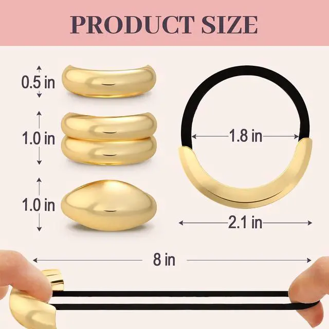 Alt view image 2 of 7 - 3PCS Metal Hair Tie For Women,Gold Cuffs,Metal Geometric Gold Hair Ties, Hair Accessories Stretchy and Non-Damage Ponytail Holders,Ponytail Cuff Hair Bands For Hair Styling (SET4)
