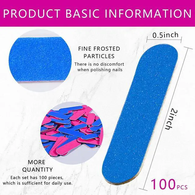 Alt view image 2 of 6 - KISEER Mini Nail Files Bulk, 100 Pcs Disposable Double Sided Emery Boards Travel Size for Men, Women, Kids (2 Inch)
