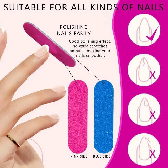 Alt view image 4 of 6 - KISEER Mini Nail Files Bulk, 100 Pcs Disposable Double Sided Emery Boards Travel Size for Men, Women, Kids (2 Inch)