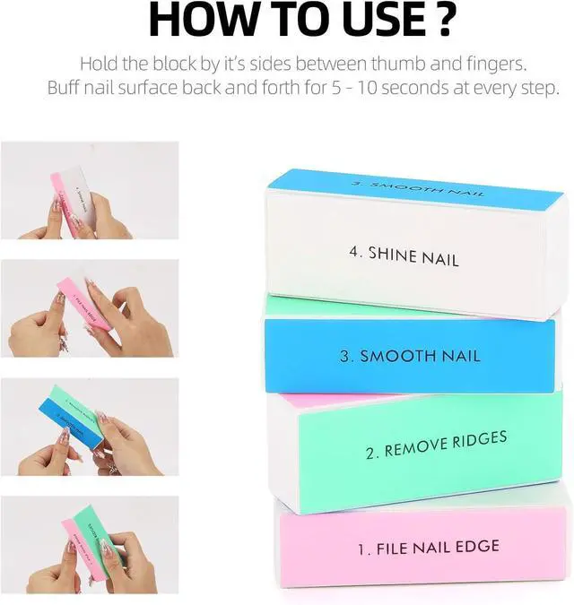 Alt view image 3 of 7 - 10 Pcs 4 Way Nail Buffers Blocks for Natural Nails, Nail Polishing Block Buffing Block Nail Files, Shape and Shine Nail Tool