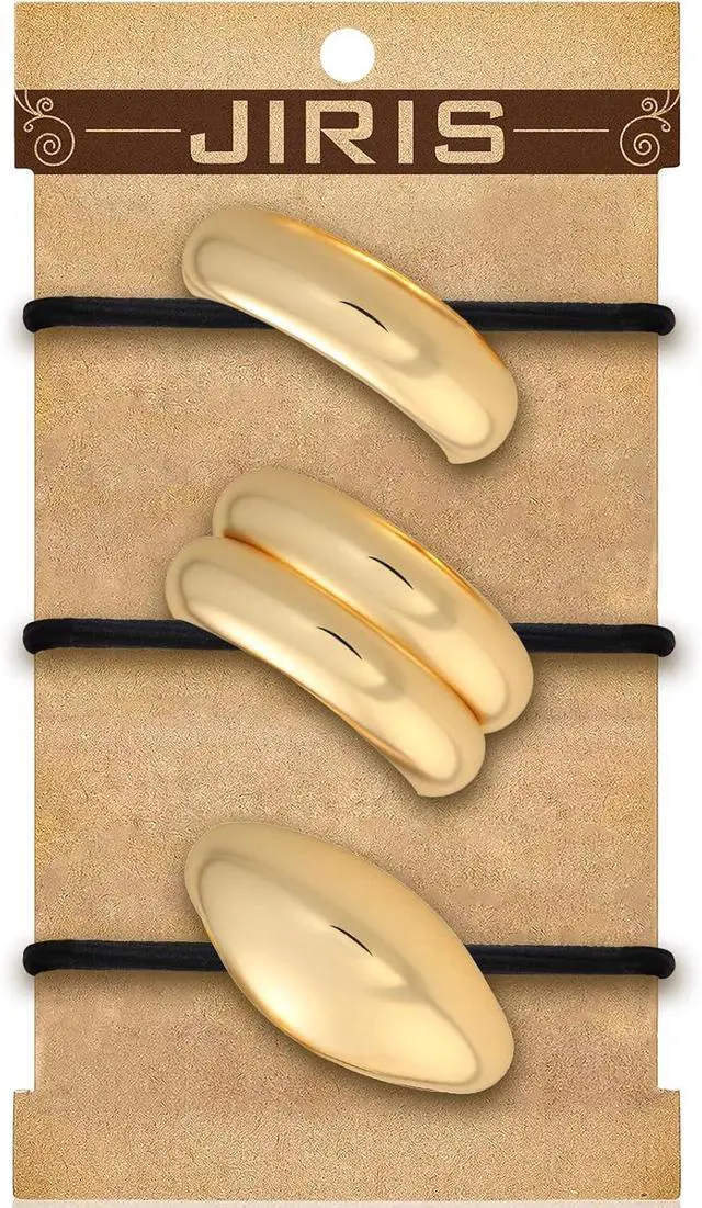 Alt view image 7 of 7 - 3PCS Metal Hair Tie For Women,Gold Cuffs,Metal Geometric Gold Hair Ties, Hair Accessories Stretchy and Non-Damage Ponytail Holders,Ponytail Cuff Hair Bands For Hair Styling (SET4)