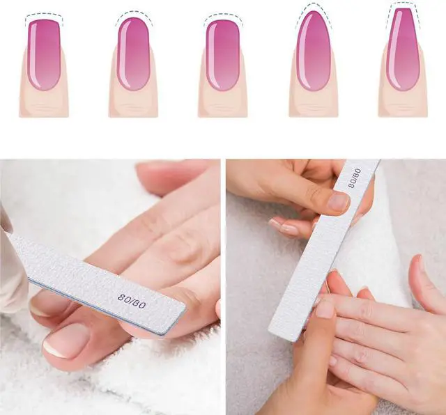 Alt view image 6 of 6 - 15 Count 80/80 Grit Nail Files for Acrylic Nails, Reusable Buffering Files Double Sided Emery Boards for Nails
