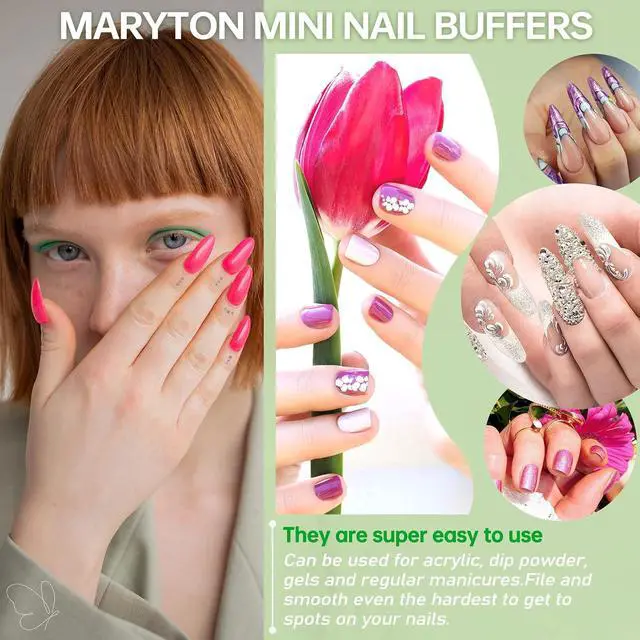 Alt view image 6 of 7 - Maryton Mini Nail Buffer Blocks - 100/120 Grit for Acrylic Nails, 50 Count | Professional Salon White Buffers, Buff Nails Prior to Application of Gel Polish, Acrylic, Manicure