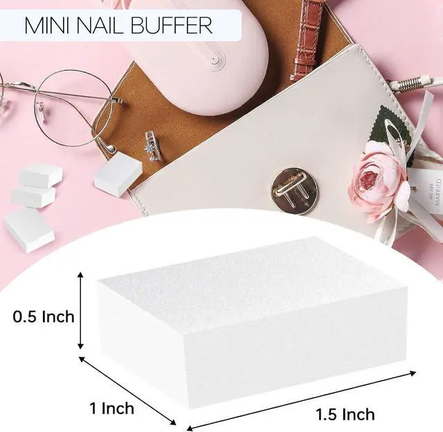 Alt view image 5 of 7 - Maryton Mini Nail Buffer Blocks - 100/120 Grit for Acrylic Nails, 50 Count | Professional Salon White Buffers, Buff Nails Prior to Application of Gel Polish, Acrylic, Manicure