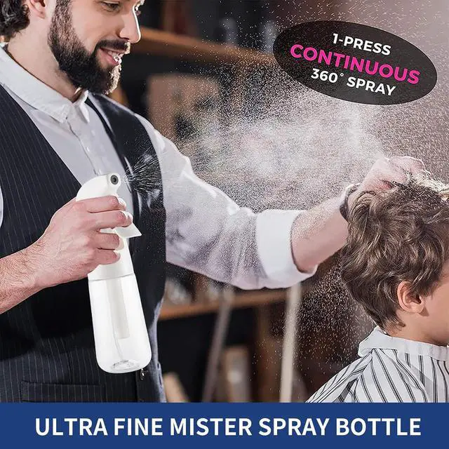 Alt view image 3 of 6 - TANSHINE Continuous Spray Bottle for Hair,Ultra Fine Mist Water Hair Spray Bottles,Mister Spray Bottle,Refillable Plastic Sprayer for Hairstyling, Cleaning,Alcohol, Plants, Salons,6.8oz/200ml,Clear
