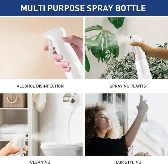Alt view image 5 of 6 - TANSHINE Continuous Spray Bottle for Hair,Ultra Fine Mist Water Hair Spray Bottles,Mister Spray Bottle,Refillable Plastic Sprayer for Hairstyling, Cleaning,Alcohol, Plants, Salons,6.8oz/200ml,Clear