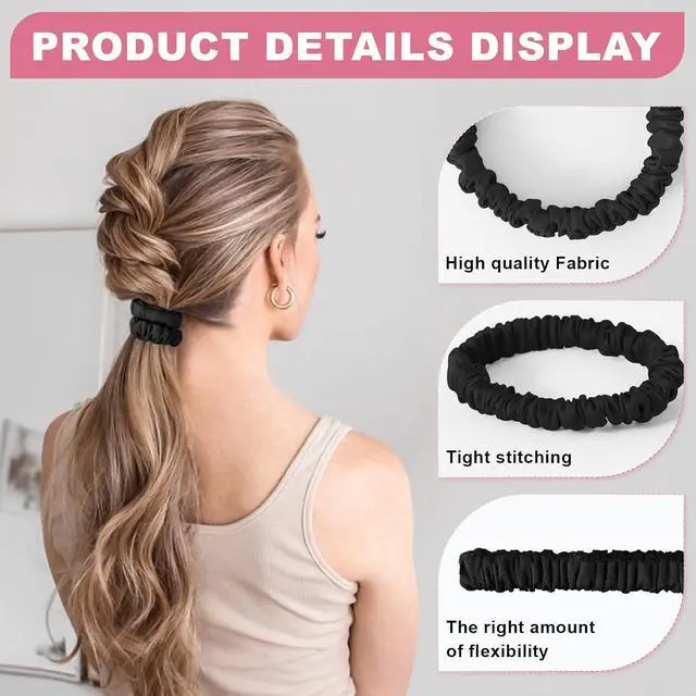 Alt view image 4 of 7 - 6Pcs Silk Hair Ties 100% Pure Mulberry Silk Scrunchies for Women Girls | No Hair Crease, Anti Frizz, Gentle Hold, No Damage, Color 04