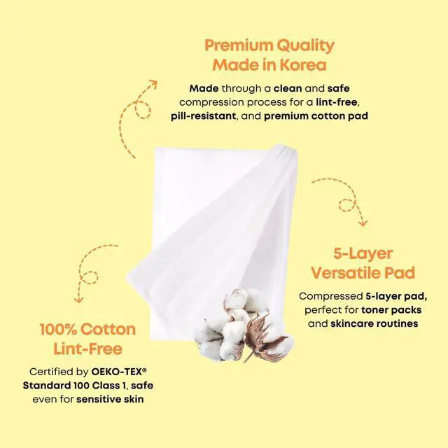 Alt view image 2 of 7 - Multi Cotton Pads 100% Pure Cotton for Makeup Removal & Skincare, 5-Layer Lint-Free Premium Korean Facial Cotton Pads, Hypoallergenic, 80 Count