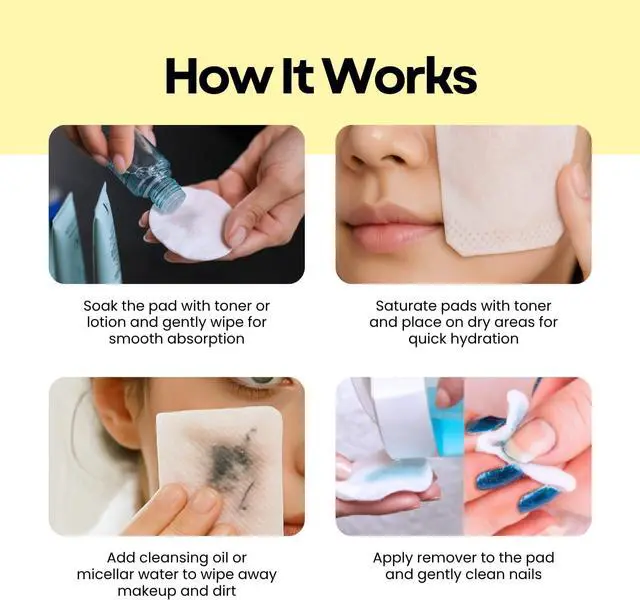Alt view image 6 of 7 - Multi Cotton Pads 100% Pure Cotton for Makeup Removal & Skincare, 5-Layer Lint-Free Premium Korean Facial Cotton Pads, Hypoallergenic, 80 Count
