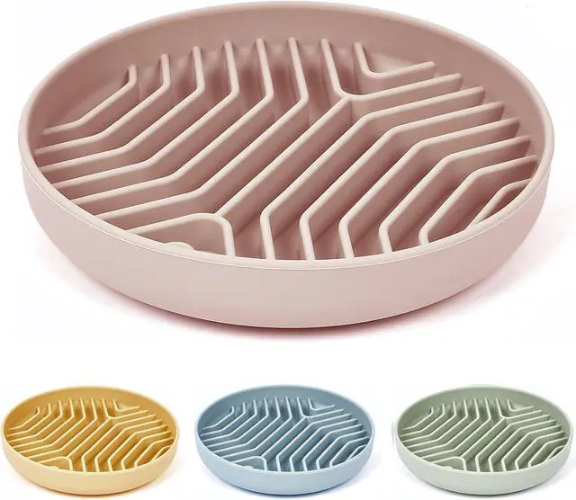 Main image of Silicone Slow Feeder Dog Bowls, Puzzle Design with Suction Cups (Pink) | Ideal for Large & Small Pets, anti-choking structure, non-slip, dishwasher microwave safe, relieves pet boredom and anxiety