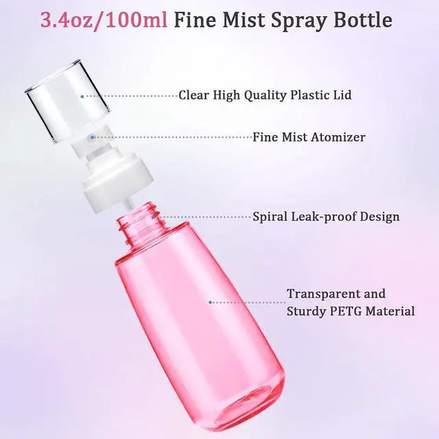 Alt view image 5 of 7 - Cosywell Travel Spray Bottle TSA Approved 3.4oz Fine Mist Spray Bottles | 3 PCS Empty Cosmetic Travel Containers, Plastic Hair Spray Bottle, Sprayer for Perfume, Skincare, Makeup Lotion (3color)