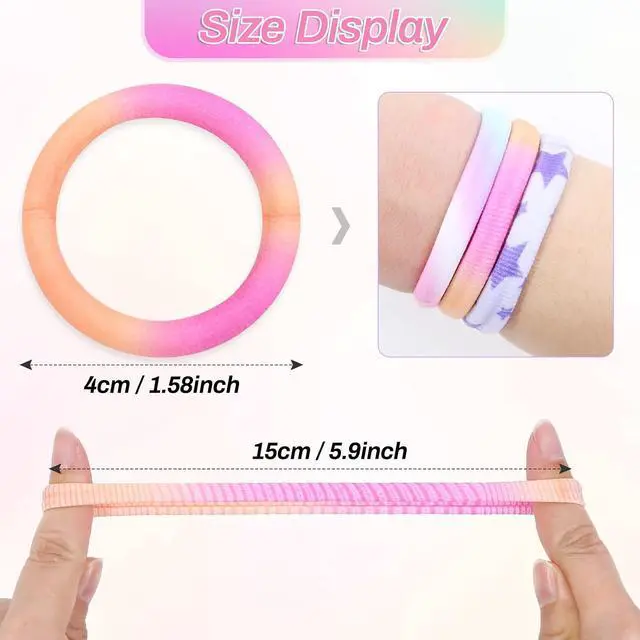 Alt view image 4 of 7 - 54Pcs Hair Ties for Girls and Women, Nylon Hair Elastics Hair Bands Ponytail Holders Soft Hair Ties No Damage for Girls Thick Straight Curly Hair Multi-colored