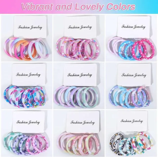 Alt view image 3 of 7 - 54Pcs Hair Ties for Girls and Women, Nylon Hair Elastics Hair Bands Ponytail Holders Soft Hair Ties No Damage for Girls Thick Straight Curly Hair Multi-colored