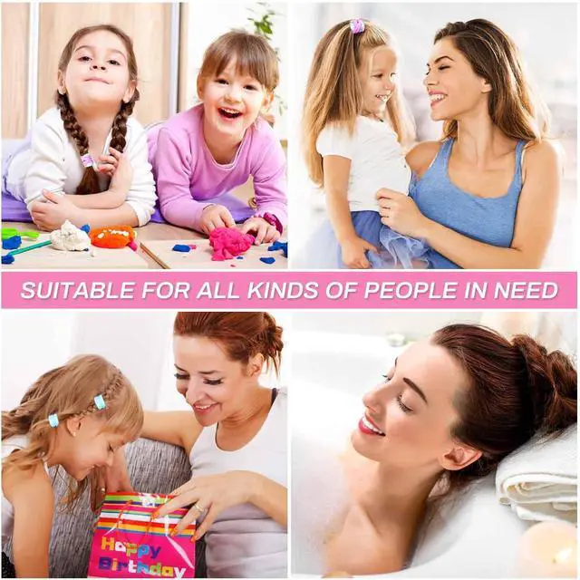 Alt view image 7 of 7 - 54Pcs Hair Ties for Girls and Women, Nylon Hair Elastics Hair Bands Ponytail Holders Soft Hair Ties No Damage for Girls Thick Straight Curly Hair Multi-colored