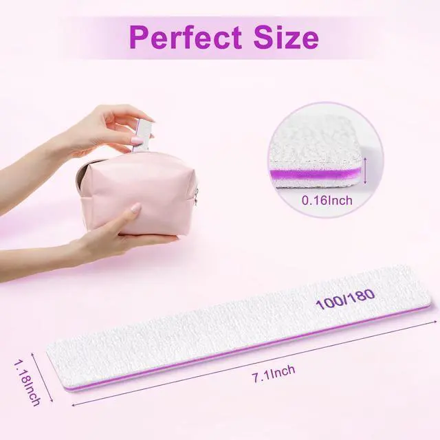 Alt view image 3 of 7 - Nail Files (30 Pack), 100/180 Grit Double Sided Emery Boards for Natural & Acrylic Nails, Reusable Manicure for Women & Men, Professional Fingernail Filer & Lima de Uñas for Salon & Home Use
