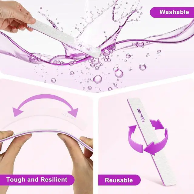Alt view image 6 of 7 - Nail Files (30 Pack), 100/180 Grit Double Sided Emery Boards for Natural & Acrylic Nails, Reusable Manicure for Women & Men, Professional Fingernail Filer & Lima de Uñas for Salon & Home Use