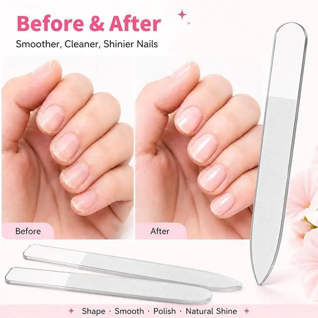 Alt view image 3 of 7 - Derlaier Nano Glass Nail File 3Pack, Professional Manicure Pedicure Tool | Reusable Washable Nail Shaper Buffer Polisher for Natural Fingernails & Toenails, Ideal for Home Salon Travel (Transparent)