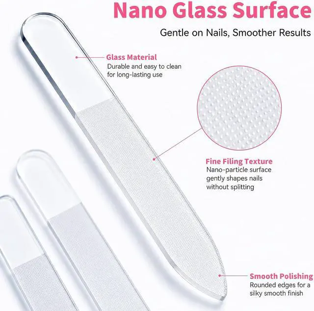 Alt view image 5 of 7 - Derlaier Nano Glass Nail File 3Pack, Professional Manicure Pedicure Tool | Reusable Washable Nail Shaper Buffer Polisher for Natural Fingernails & Toenails, Ideal for Home Salon Travel (Transparent)