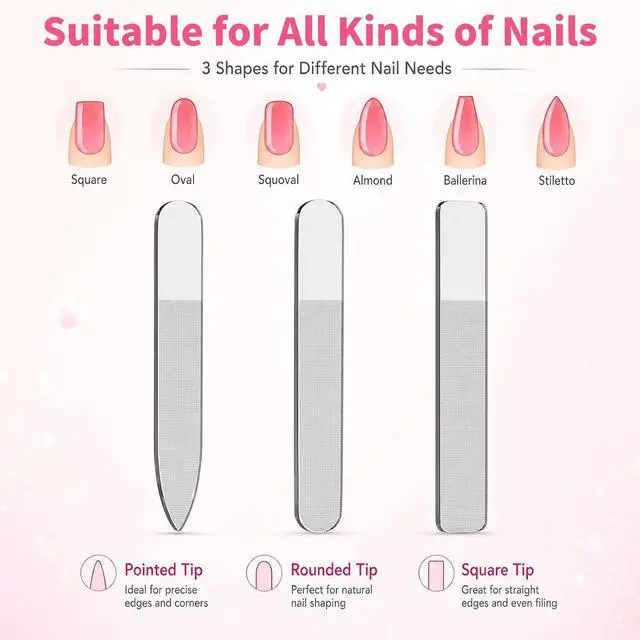 Alt view image 4 of 7 - Derlaier Nano Glass Nail File 3Pack, Professional Manicure Pedicure Tool | Reusable Washable Nail Shaper Buffer Polisher for Natural Fingernails & Toenails, Ideal for Home Salon Travel (Transparent)