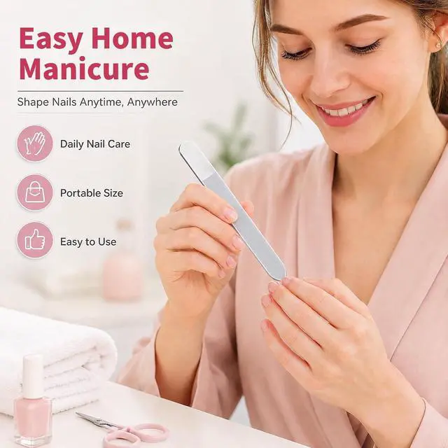 Alt view image 2 of 7 - Derlaier Nano Glass Nail File 3Pack, Professional Manicure Pedicure Tool | Reusable Washable Nail Shaper Buffer Polisher for Natural Fingernails & Toenails, Ideal for Home Salon Travel (Transparent)