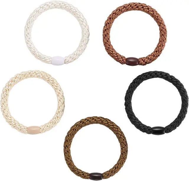 Alt view image 2 of 6 - Hair Ties for Women Girls, Funtopia 30Pcs Elastics Hair Band for Thick Hair | Hair Ties No Damage, Ponytail Holders Rubber Bands for Hair, Hair Elastics (Black/Brown/White/Beige/Coffee)