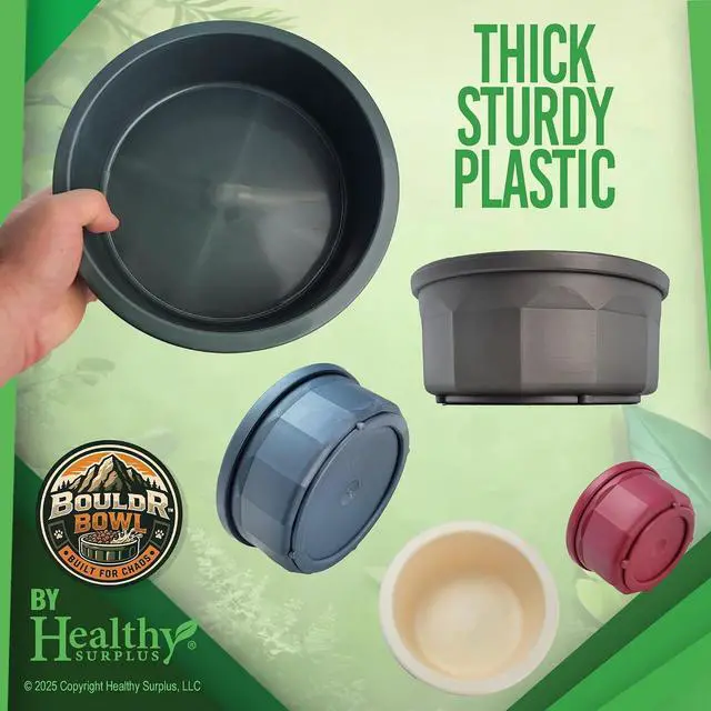 Alt view image 6 of 7 - Pet Crock Bowl Thick Durable Plastic Non-Tip Food & Water Dish for Small Dogs, Cats, Birds, Lizards & Other Small Animals Indoor/Outdoor Chew Resistant, Easy Clean (Beige, .5 Cup (4oz))