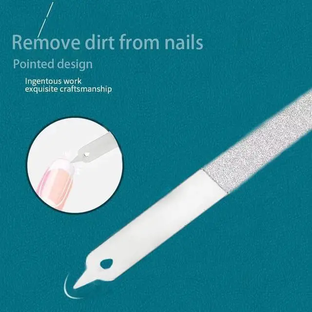 Alt view image 5 of 7 - 2PC Diamond Dust Nail File - Stainless Steel Nail Dresser with Non Slip Professional Double Sided for Natural Nails- 9 Inch