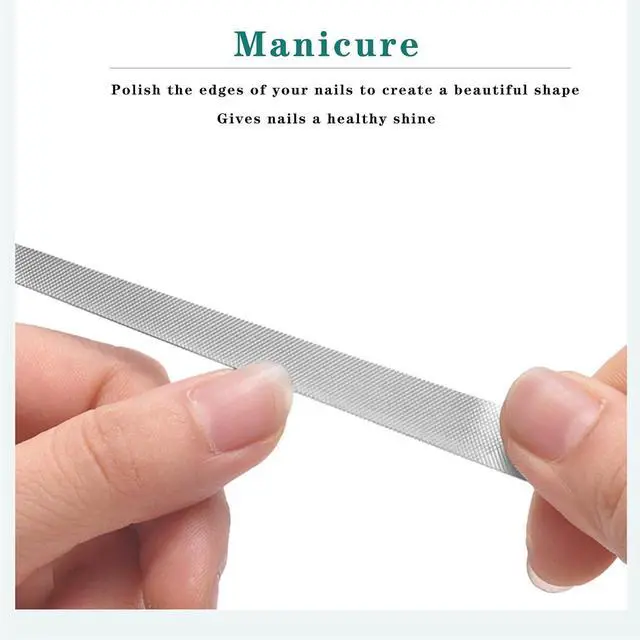 Alt view image 7 of 7 - 2PC Diamond Dust Nail File - Stainless Steel Nail Dresser with Non Slip Professional Double Sided for Natural Nails- 9 Inch