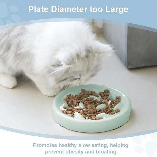 Alt view image 2 of 7 - Slow Feeder Bowl for Cats and Small Dogs,Cilkus Fish Pool Design, Fun Interactive Bloat Stop Puzzle Feeder Bowl Healthy Eating Diet Made of Melamine Food Grade Material Dishwasher Safe (Green)