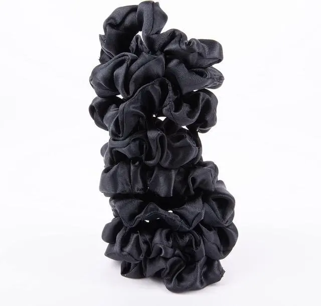 Alt view image 3 of 5 - Amazon Basics Satin Scrunchies No Crease, No Damage Hair Ties Frizz Free, Gentle, Stylish Scrunchies. Black, 8 Count, For Thin and Normal Hair