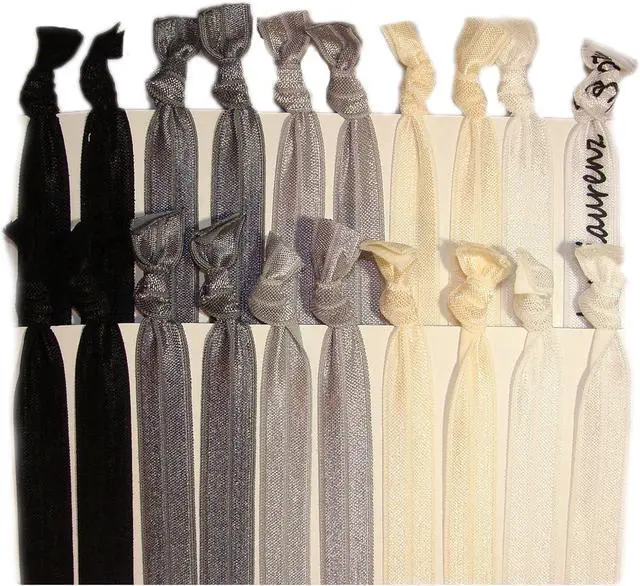 Main image of Kenz Laurenz Hair Ties Ponytail Holders - 20 Pack - Black Ombre No Crease Ouchless Elastic Styling Accessories Pony Tail Holder Ribbon Bands
