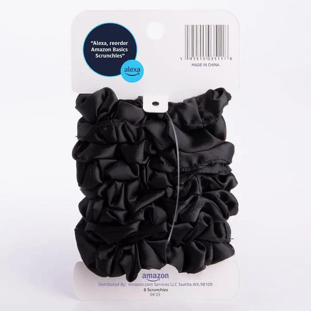 Alt view image 4 of 5 - Amazon Basics Satin Scrunchies No Crease, No Damage Hair Ties Frizz Free, Gentle, Stylish Scrunchies. Black, 8 Count, For Thin and Normal Hair