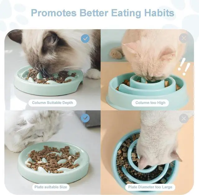 Alt view image 3 of 7 - Slow Feeder Bowl for Cats and Small Dogs,Cilkus Fish Pool Design, Fun Interactive Bloat Stop Puzzle Feeder Bowl Healthy Eating Diet Made of Melamine Food Grade Material Dishwasher Safe (Green)