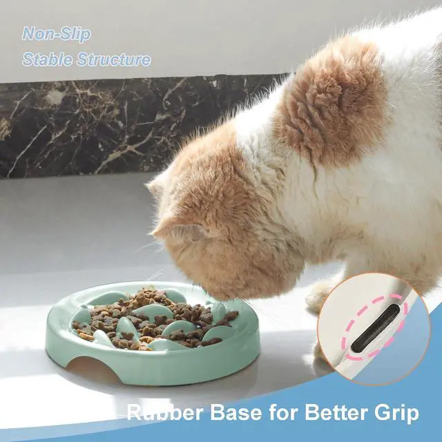 Alt view image 4 of 7 - Slow Feeder Bowl for Cats and Small Dogs,Cilkus Fish Pool Design, Fun Interactive Bloat Stop Puzzle Feeder Bowl Healthy Eating Diet Made of Melamine Food Grade Material Dishwasher Safe (Green)