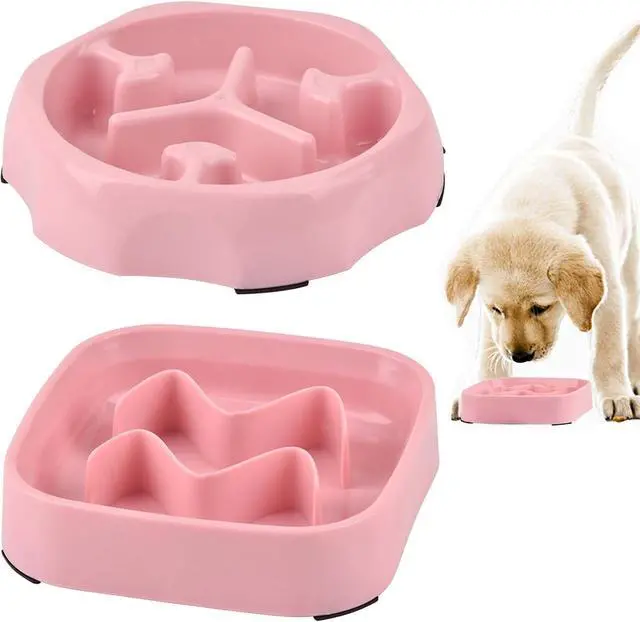 Main image of 2 Pack Slow Feeder Bowls - Small Breed, Pink Silicone, Slow Down Eating Speed for Medium Small Breed Dogs & Cats