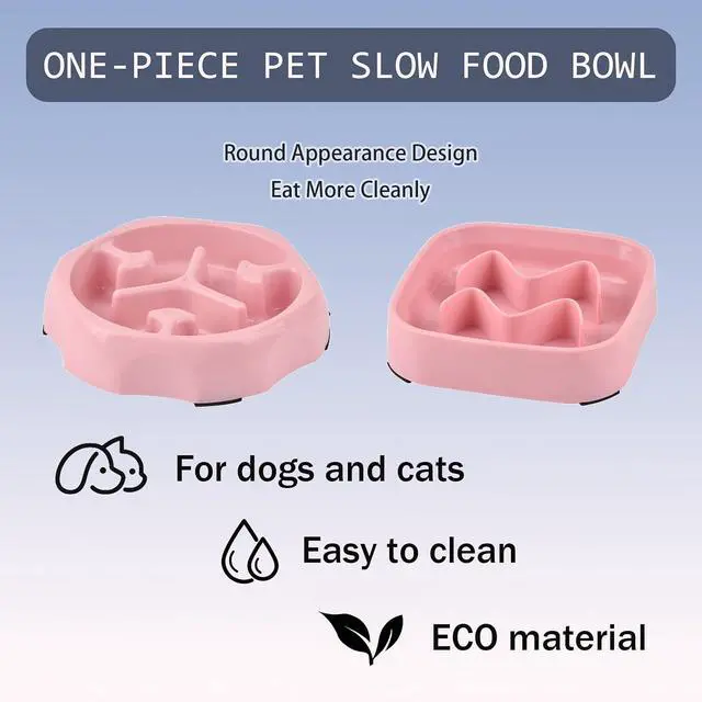 Alt view image 4 of 7 - 2 Pack Slow Feeder Bowls - Small Breed, Pink Silicone, Slow Down Eating Speed for Medium Small Breed Dogs & Cats
