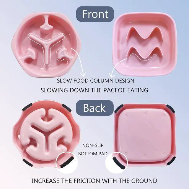 Alt view image 3 of 7 - 2 Pack Slow Feeder Bowls - Small Breed, Pink Silicone, Slow Down Eating Speed for Medium Small Breed Dogs & Cats