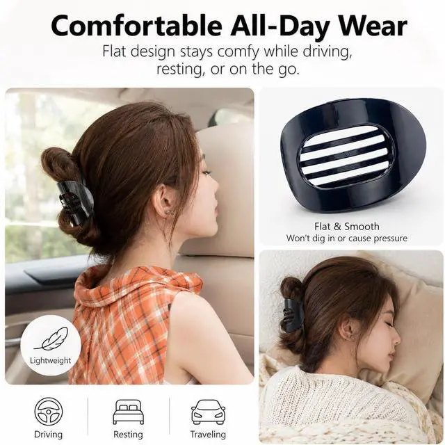 Alt view image 4 of 7 - 4 PCS Flat Hair Clips, Round Flat Claw Clips for Women and Girls, Strong Hold French Hair Clips for Thick Thin Hair, Stylish Medium Classic Hair Barrettes