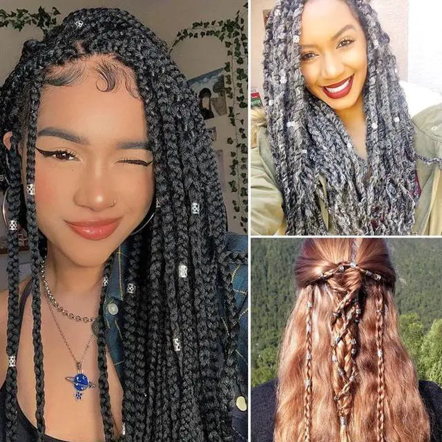 Alt view image 3 of 7 - 100 PCS Hair Accessories Loc Hair Jewelry for Women Braids Rings, Dreadlock Accessories Metal Hair Clips Adjustable Cuffs Braiding Hair Rings Decoration