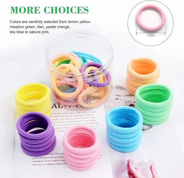 Alt view image 3 of 7 - 48PCS Seamless Hair Ties Macaron Rainbow Colorful High Elastic Ponytail Holders Hair Bands for Women Girls Teens Children Thick Hair Thin Hair Braided Accessories No Damage Stretchy Gift for Her
