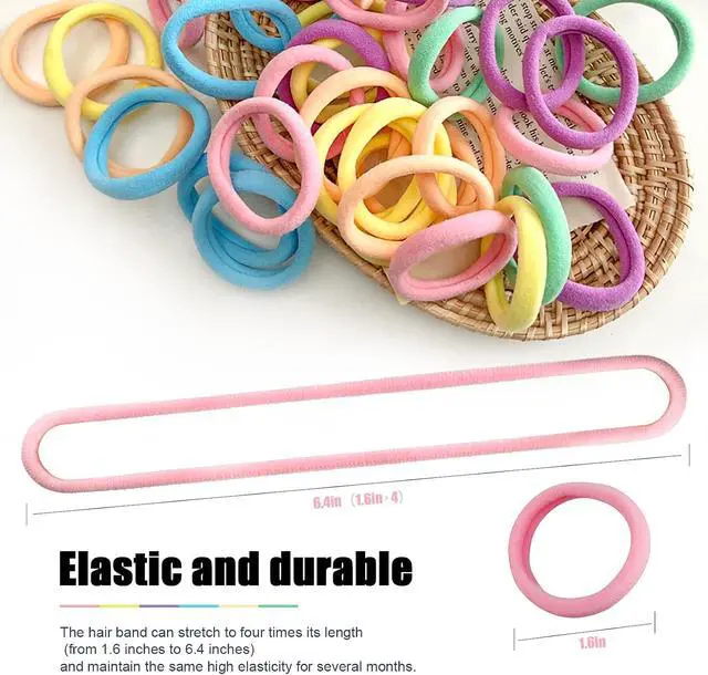 Alt view image 4 of 7 - 48PCS Seamless Hair Ties Macaron Rainbow Colorful High Elastic Ponytail Holders Hair Bands for Women Girls Teens Children Thick Hair Thin Hair Braided Accessories No Damage Stretchy Gift for Her