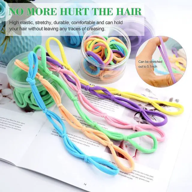 Alt view image 5 of 7 - 48PCS Seamless Hair Ties Macaron Rainbow Colorful High Elastic Ponytail Holders Hair Bands for Women Girls Teens Children Thick Hair Thin Hair Braided Accessories No Damage Stretchy Gift for Her