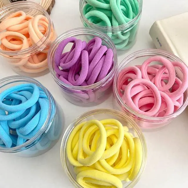 Alt view image 2 of 7 - 48PCS Seamless Hair Ties Macaron Rainbow Colorful High Elastic Ponytail Holders Hair Bands for Women Girls Teens Children Thick Hair Thin Hair Braided Accessories No Damage Stretchy Gift for Her