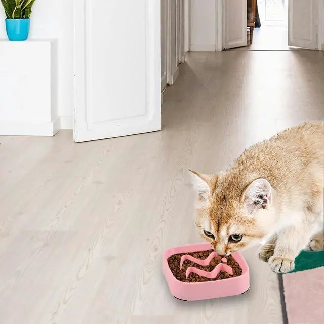 Alt view image 6 of 7 - 2 Pack Slow Feeder Bowls - Small Breed, Pink Silicone, Slow Down Eating Speed for Medium Small Breed Dogs & Cats