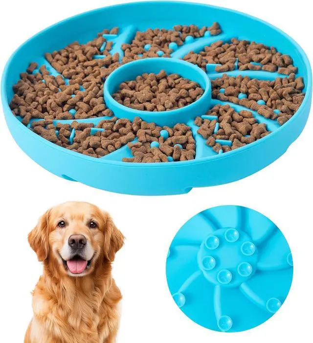 Main image of Dog Bowl Silicone Slow Feeder, Windspout Puzzle Shaped Anti-Choking Pet Food Bowls 2 Cups Capacity for Medium Breeds with Non-Slip Suction Cup Base Maze Dish for Fast Eater