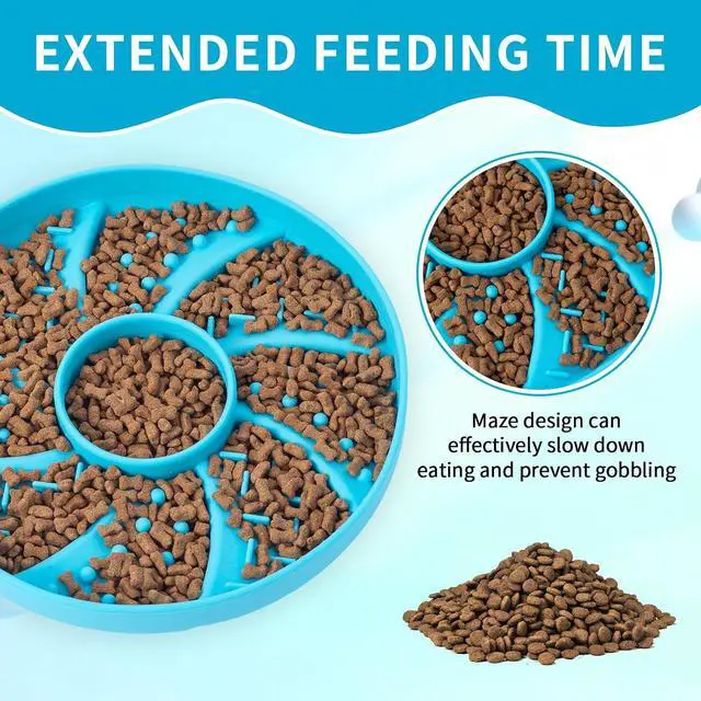 Alt view image 3 of 6 - Dog Bowl Silicone Slow Feeder, Windspout Puzzle Shaped Anti-Choking Pet Food Bowls 2 Cups Capacity for Medium Breeds with Non-Slip Suction Cup Base Maze Dish for Fast Eater