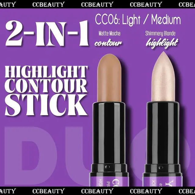 Alt view image 2 of 7 - CCbeauty 2-IN-1 Contour Stick Makeup,Cream Shimmer Highlighter Bronzer Stick, Highlighting Contouring Kit, Highlight Concealer Sticks for Face Shaping Make up, Long Lasting & Waterproof