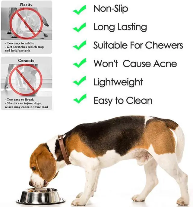 Alt view image 3 of 7 - Stainless Steel Dog Bowls, 2.2 Cup Cat Bowl with Rubber Base for Cats, Puppy